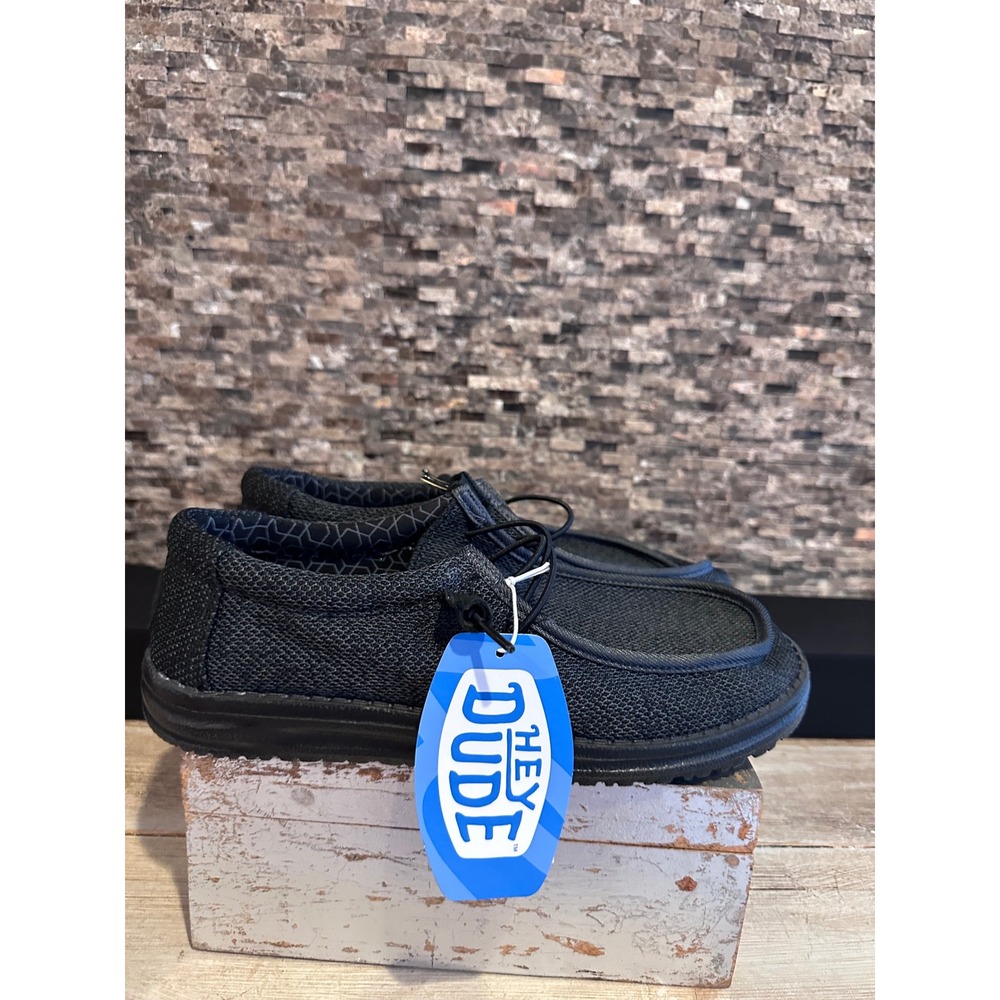 Hey Dude Wally Sox Micro Total Black Mens Slip On Loafers 40019-0XJ Size 9